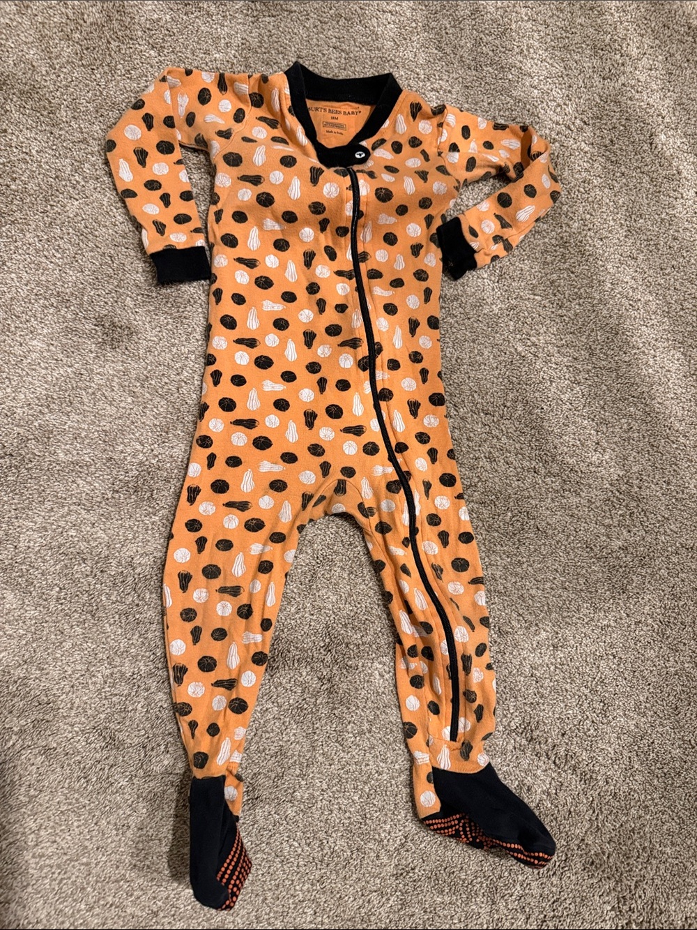Burt's Bees Baby Orange Fall Festive Footed One-Piece